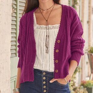 SUNDANCE Womens Sweater Cable Knit Avalee Cardigan L